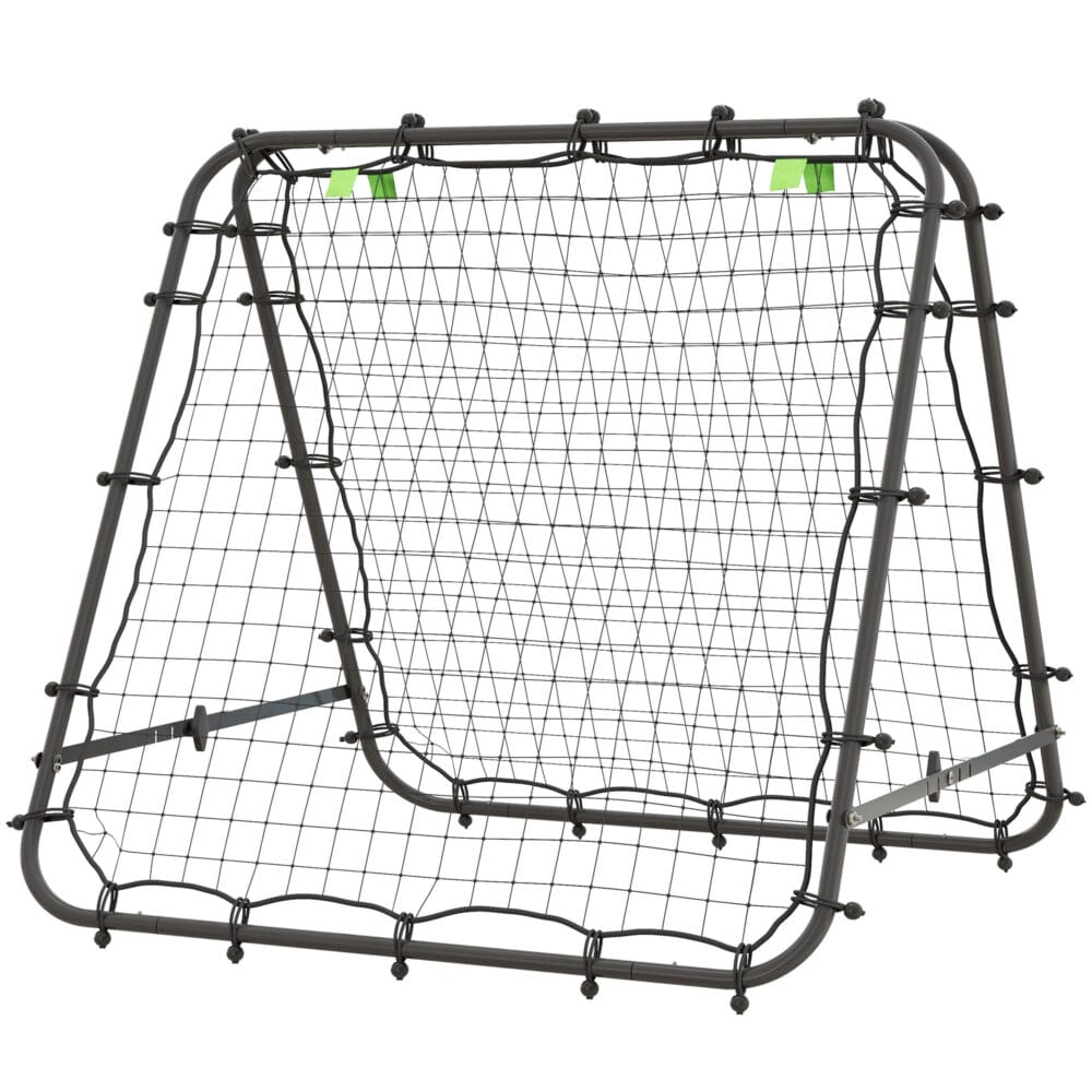Schwarzer robuster Fussball Rebounder aus Stahl mit 5 einstellbaren Rückprallstufen für vielseitiges Training.