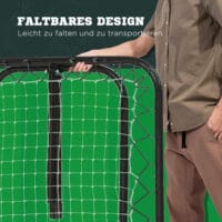 Schwarzer klappbarer Fussball Rebounder mit 5 einstellbaren Stufen, ermöglicht abwechslungsreiches und effektives Training.