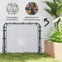 Schwarzer robuster Fussball Rebounder aus Stahl mit 5 einstellbaren Rückprallstufen für vielseitiges Training.