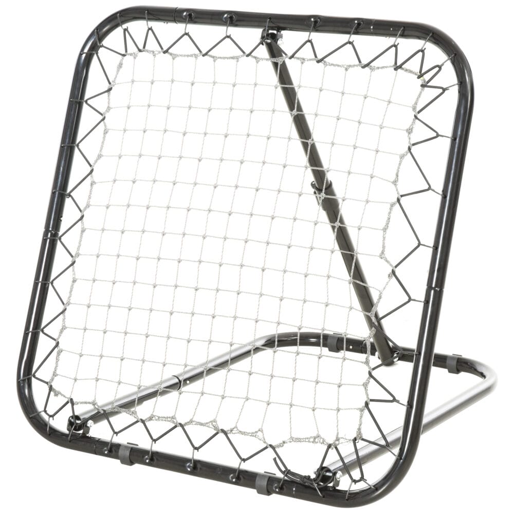 Schwarzer klappbarer Fussball Rebounder mit 5 einstellbaren Stufen, ermöglicht abwechslungsreiches und effektives Training.