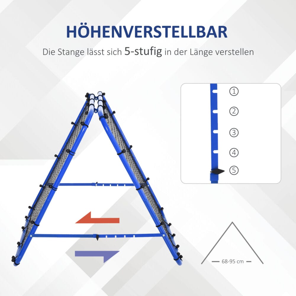 Blauer Fussball Rebounder, als Kickback Tor konzipiert, ideal für das Fussballtraining zu Hause oder im Verein.