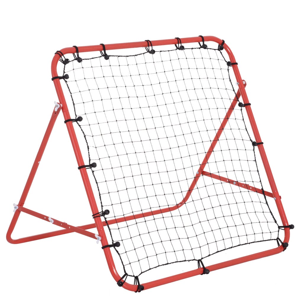 Rot-schwarze Fussball Rückprallwand mit Netz, 96x80x96cm gross, perfekt für das Üben von Schüssen und Pässen.