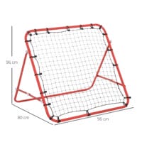 Rot-schwarze Fussball Rückprallwand mit Netz, 96x80x96cm gross, perfekt für das Üben von Schüssen und Pässen.