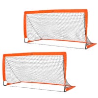 Oranges 2er-Set faltbarer Fussballtore, 183x90x90cm gross, ideal für Kinder und Jugendliche zum Üben und Spielen.