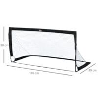 Schwarzes 2er-Set faltbarer Fussballtore aus robustem Stahl, perfekt für Training und Spiel im Garten oder auf dem Sportplatz.