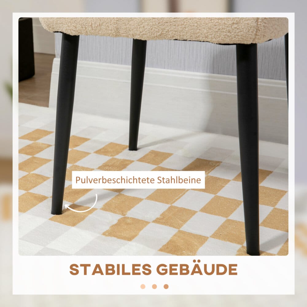 Ein quadratischer Fusshocker in Beige mit Kaschmir-Optik.