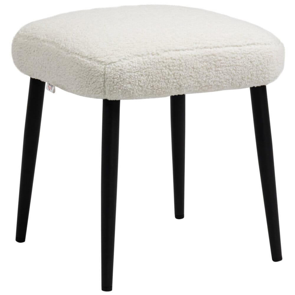 Ein quadratischer Fusshocker in Creme mit Kaschmir-Optik.