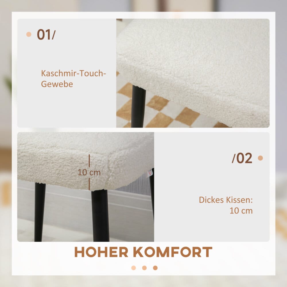 Ein quadratischer Fusshocker in Creme mit Kaschmir-Optik.