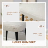 Ein quadratischer Fusshocker in Creme mit Kaschmir-Optik.