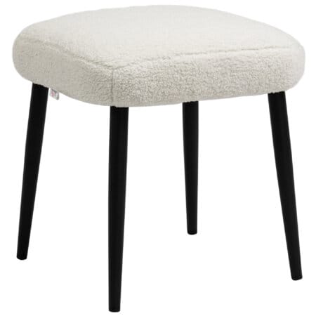 Ein quadratischer Fusshocker in Creme mit Kaschmir-Optik.