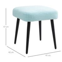 Ein hellblauer, quadratischer Fusshocker in Kaschmir-Optik mit Stahlbeinen.
