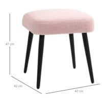 Ein rosa, quadratischer Fusshocker in Kaschmir-Optik mit Stahlbeinen.