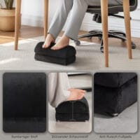 Fussstütze Anti-Rutsch ergonomisch Samtoptik Schwarz – Produktfoto zeigt modernes Design, hochwertige Materialien und funktionale Eigenschaften ideal für Wohn- oder Arbeitsbereiche. Perfekt als Einrichtungsinspiration oder zur Produktpräsentation in einem Onlineshop.