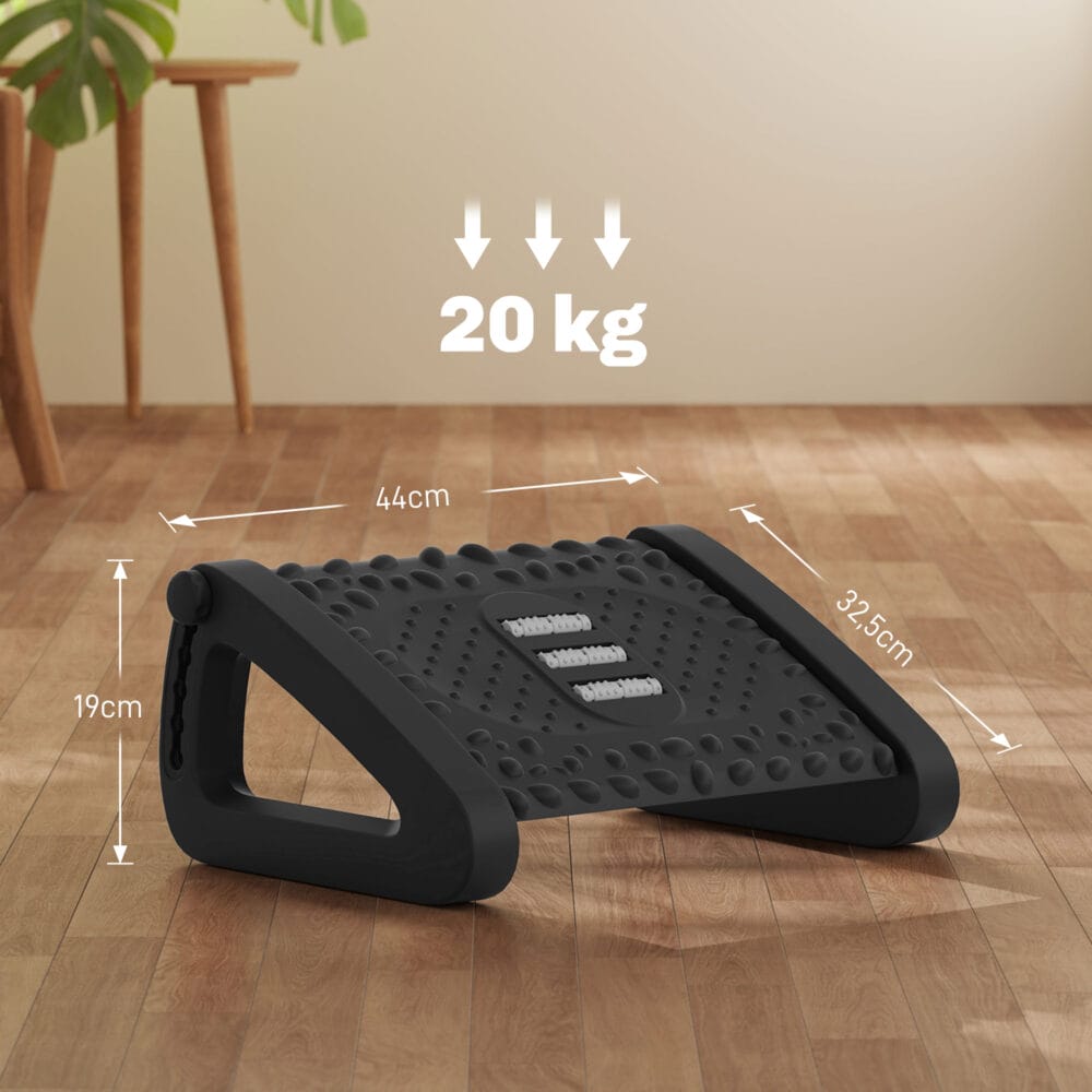 Fussstütze höhenverstellbar Massageoberfläche Homeoffice Schwarz – Produktfoto zeigt modernes Design, hochwertige Materialien und funktionale Eigenschaften ideal für Wohn- oder Arbeitsbereiche. Perfekt als Einrichtungsinspiration oder zur Produktpräsentation in einem Onlineshop.