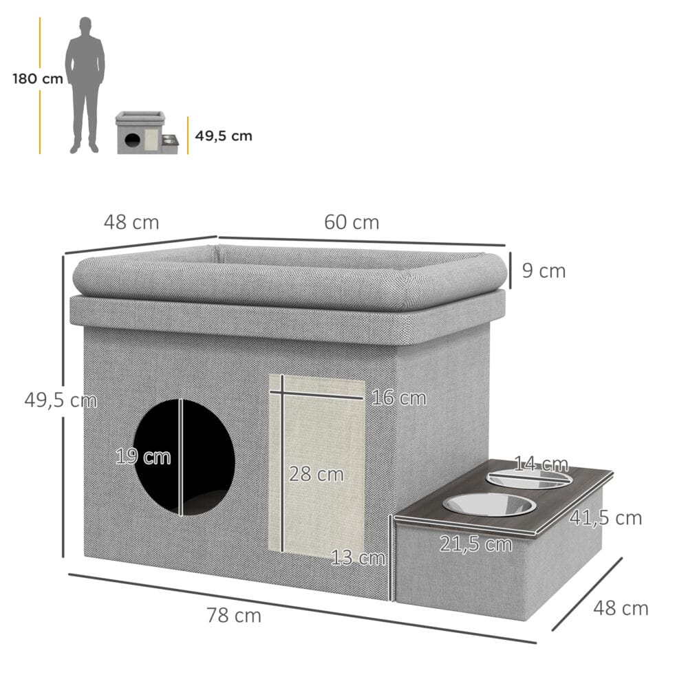 Graues Futternapf-Set aus Edelstahl mit 2 Näpfen für Hunde bis 8kg.