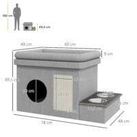 Graues Futternapf-Set aus Edelstahl mit 2 Näpfen für Hunde bis 8kg.