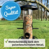 Metall-Vogelfutterspender Futtersilo EcoDrop für Meisenknödel ohne Netz.