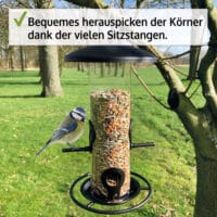 Metall-Vogelfutterspender Futtersilo EcoDrop für Meisenknödel ohne Netz.