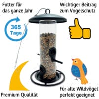 Metall-Vogelfutterspender Futtersilo EcoDrop für Meisenknödel ohne Netz.