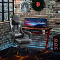 Gaming Sessel ergonomisch mit Kopfstütze & Fussstützen Schwarz – Produktfoto zeigt modernes Design, hochwertige Materialien und funktionale Eigenschaften ideal für Wohn- oder Arbeitsbereiche. Perfekt als Einrichtungsinspiration oder zur Produktpräsentation in einem Onlineshop.