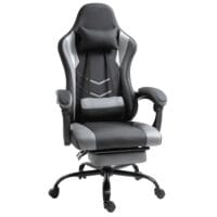 Gaming Sessel ergonomisch mit Kopfstütze & Fussstützen Schwarz – Produktfoto zeigt modernes Design, hochwertige Materialien und funktionale Eigenschaften ideal für Wohn- oder Arbeitsbereiche. Perfekt als Einrichtungsinspiration oder zur Produktpräsentation in einem Onlineshop.