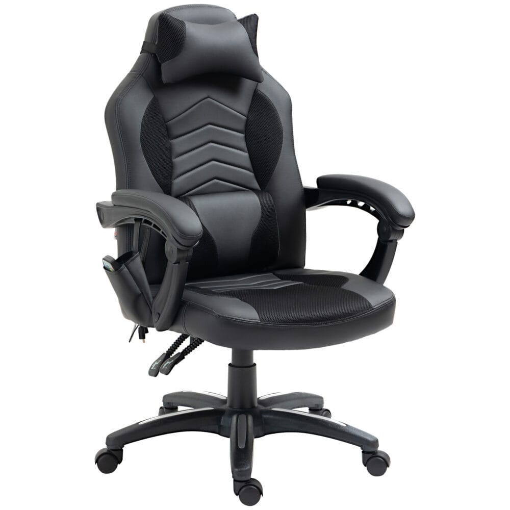 Gaming Stuhl mit Wärmefunktion & 6 Vibrationspunkten – Produktfoto zeigt modernes Design, hochwertige Materialien und funktionale Eigenschaften ideal für Wohn- oder Arbeitsbereiche. Perfekt als Einrichtungsinspiration oder zur Produktpräsentation in einem Onlineshop.