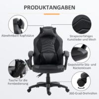 Gaming Stuhl mit Wärmefunktion & 6 Vibrationspunkten – Produktfoto zeigt modernes Design, hochwertige Materialien und funktionale Eigenschaften ideal für Wohn- oder Arbeitsbereiche. Perfekt als Einrichtungsinspiration oder zur Produktpräsentation in einem Onlineshop.