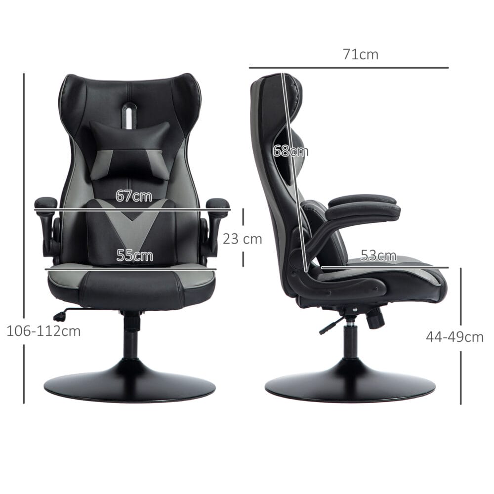 Gamingstuhl ergonomisch mit Kopf- & Lendenkissen Schwarz-Grau – Produktfoto zeigt modernes Design, hochwertige Materialien und funktionale Eigenschaften ideal für Wohn- oder Arbeitsbereiche. Perfekt als Einrichtungsinspiration oder zur Produktpräsentation in einem Onlineshop.