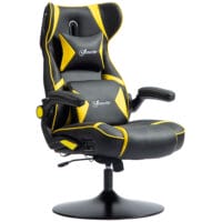 Gamingstuhl ergonomisch mit Lautsprecher & Wippfunktion Schwarz & Gelb – Produktfoto zeigt modernes Design, hochwertige Materialien und funktionale Eigenschaften ideal für Wohn- oder Arbeitsbereiche. Perfekt als Einrichtungsinspiration oder zur Produktpräsentation in einem Onlineshop.