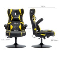 Gamingstuhl ergonomisch mit Lautsprecher & Wippfunktion Schwarz & Gelb – Produktfoto zeigt modernes Design, hochwertige Materialien und funktionale Eigenschaften ideal für Wohn- oder Arbeitsbereiche. Perfekt als Einrichtungsinspiration oder zur Produktpräsentation in einem Onlineshop.