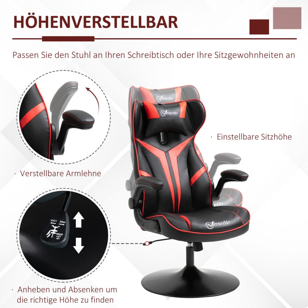 Gamingstuhl ergonomisch Schwarz-Rot – Produktfoto zeigt modernes Design, hochwertige Materialien und funktionale Eigenschaften ideal für Wohn- oder Arbeitsbereiche. Perfekt als Einrichtungsinspiration oder zur Produktpräsentation in einem Onlineshop.
