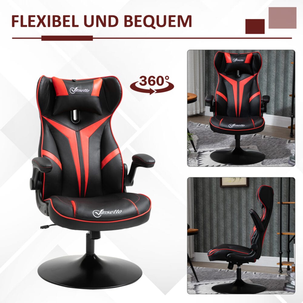 Gamingstuhl ergonomisch Schwarz-Rot – Produktfoto zeigt modernes Design, hochwertige Materialien und funktionale Eigenschaften ideal für Wohn- oder Arbeitsbereiche. Perfekt als Einrichtungsinspiration oder zur Produktpräsentation in einem Onlineshop.