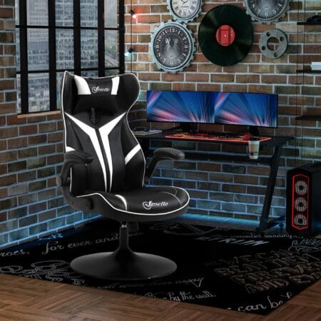 Gamingstuhl ergonomisch Schwarz-Weiss – Produktfoto zeigt modernes Design, hochwertige Materialien und funktionale Eigenschaften ideal für Wohn- oder Arbeitsbereiche. Perfekt als Einrichtungsinspiration oder zur Produktpräsentation in einem Onlineshop.
