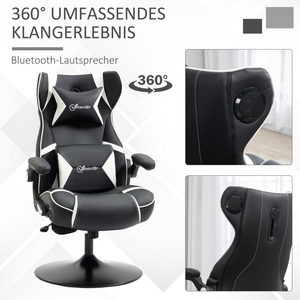 Gamingstuhl ergonomisch und höhenverstellbar Weiss – Produktfoto zeigt modernes Design, hochwertige Materialien und funktionale Eigenschaften ideal für Wohn- oder Arbeitsbereiche. Perfekt als Einrichtungsinspiration oder zur Produktpräsentation in einem Onlineshop.