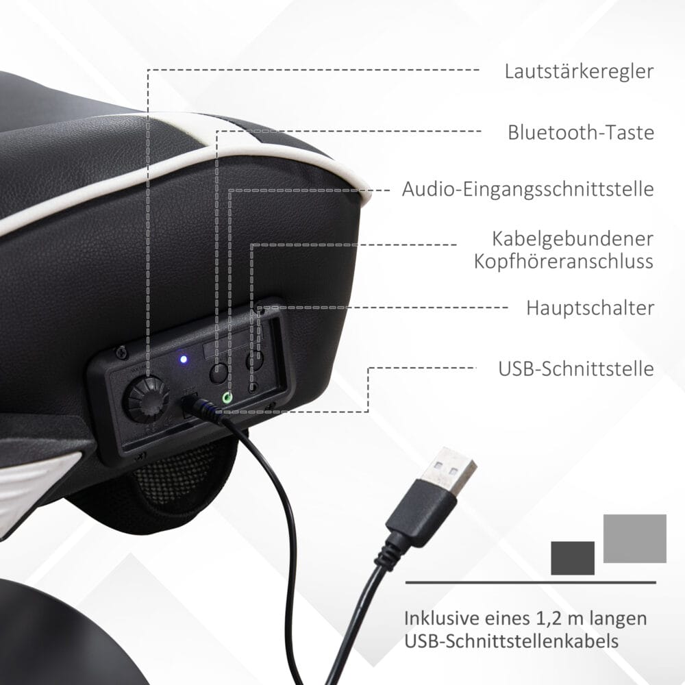 Gamingstuhl ergonomisch und höhenverstellbar Weiss – Produktfoto zeigt modernes Design, hochwertige Materialien und funktionale Eigenschaften ideal für Wohn- oder Arbeitsbereiche. Perfekt als Einrichtungsinspiration oder zur Produktpräsentation in einem Onlineshop.