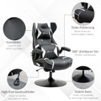 Gamingstuhl ergonomisch und höhenverstellbar Weiss – Produktfoto zeigt modernes Design, hochwertige Materialien und funktionale Eigenschaften ideal für Wohn- oder Arbeitsbereiche. Perfekt als Einrichtungsinspiration oder zur Produktpräsentation in einem Onlineshop.