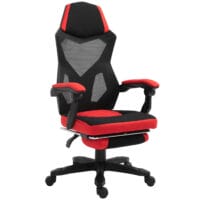 Gamingstuhl mit Fussstütze höhenverstellbar Schwarz-Rot – Produktfoto zeigt modernes Design, hochwertige Materialien und funktionale Eigenschaften ideal für Wohn- oder Arbeitsbereiche. Perfekt als Einrichtungsinspiration oder zur Produktpräsentation in einem Onlineshop.