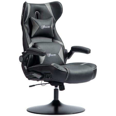 Gamingstuhl mit Lautsprecher & Wippfunktion bis 120kg Schwarz & Grau – Produktfoto zeigt modernes Design, hochwertige Materialien und funktionale Eigenschaften ideal für Wohn- oder Arbeitsbereiche. Perfekt als Einrichtungsinspiration oder zur Produktpräsentation in einem Onlineshop.