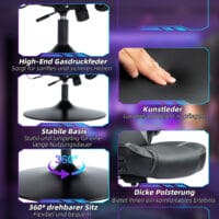 Gamingstuhl mit Lautsprecher & Wippfunktion bis 120kg Schwarz & Grau – Produktfoto zeigt modernes Design, hochwertige Materialien und funktionale Eigenschaften ideal für Wohn- oder Arbeitsbereiche. Perfekt als Einrichtungsinspiration oder zur Produktpräsentation in einem Onlineshop.