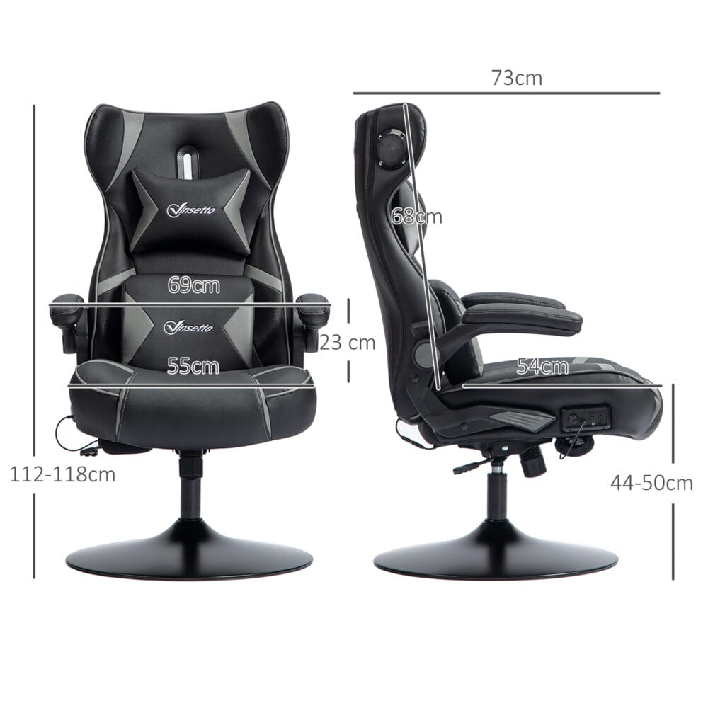 Gamingstuhl mit Lautsprecher & Wippfunktion bis 120kg Schwarz & Grau – Produktfoto zeigt modernes Design, hochwertige Materialien und funktionale Eigenschaften ideal für Wohn- oder Arbeitsbereiche. Perfekt als Einrichtungsinspiration oder zur Produktpräsentation in einem Onlineshop.