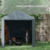 Graues Garagenzelt 16x218x172m mit UV-Schutz und wasserabweisend.