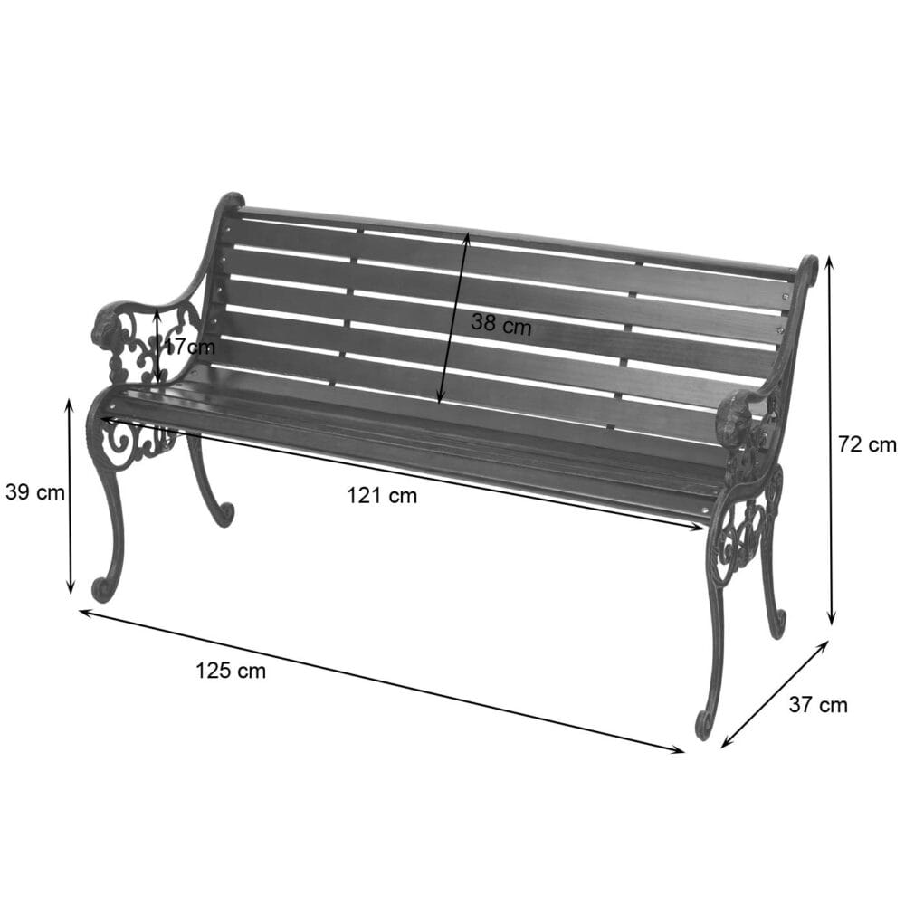 Gartenbank 2-Sitzer Gusseisen Holz 125cm braun