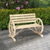 Naturfarbene 2-Sitzer Gartenbank im Landhausstil, belastbar bis 240kg.