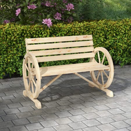 Naturfarbene 2-Sitzer Gartenbank im Landhausstil, belastbar bis 240kg.