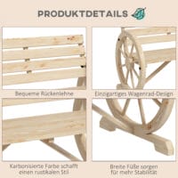 Naturfarbene 2-Sitzer Gartenbank im Landhausstil, belastbar bis 240kg.