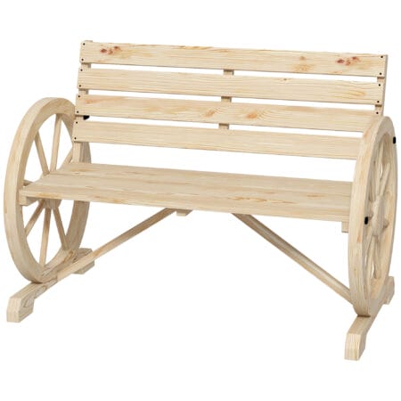 Naturfarbene 2-Sitzer Gartenbank im Landhausstil, belastbar bis 240kg.