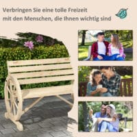 Naturfarbene 2-Sitzer Gartenbank im Landhausstil, belastbar bis 240kg.