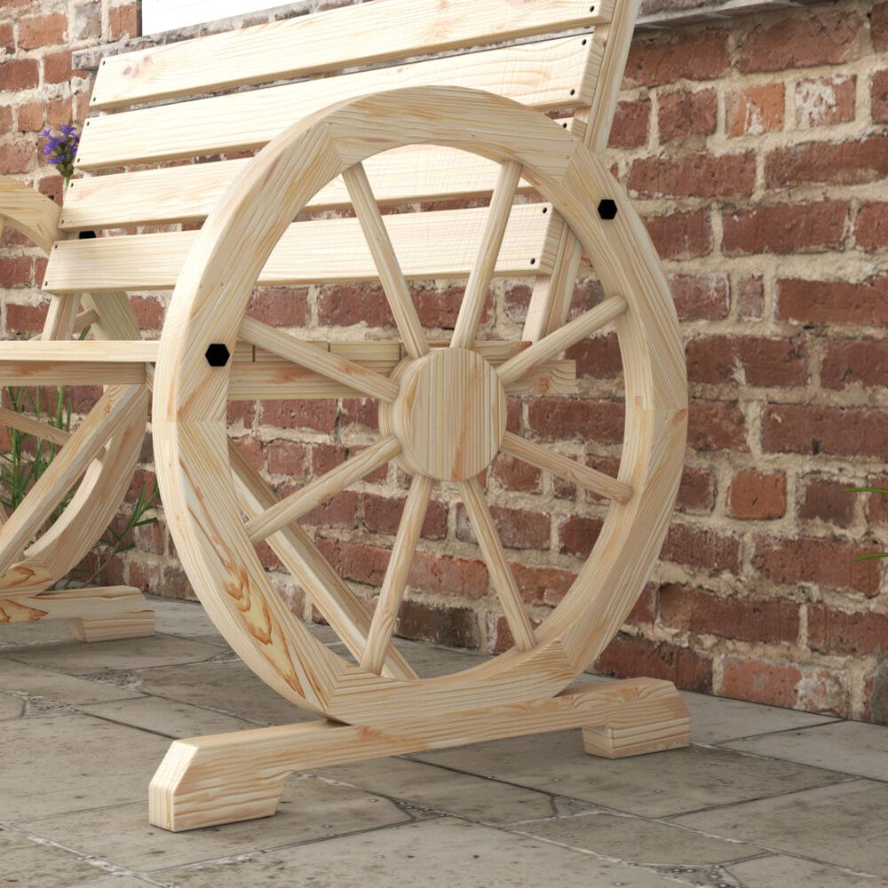 Naturfarbene 2-Sitzer Gartenbank im Landhausstil, belastbar bis 240kg.