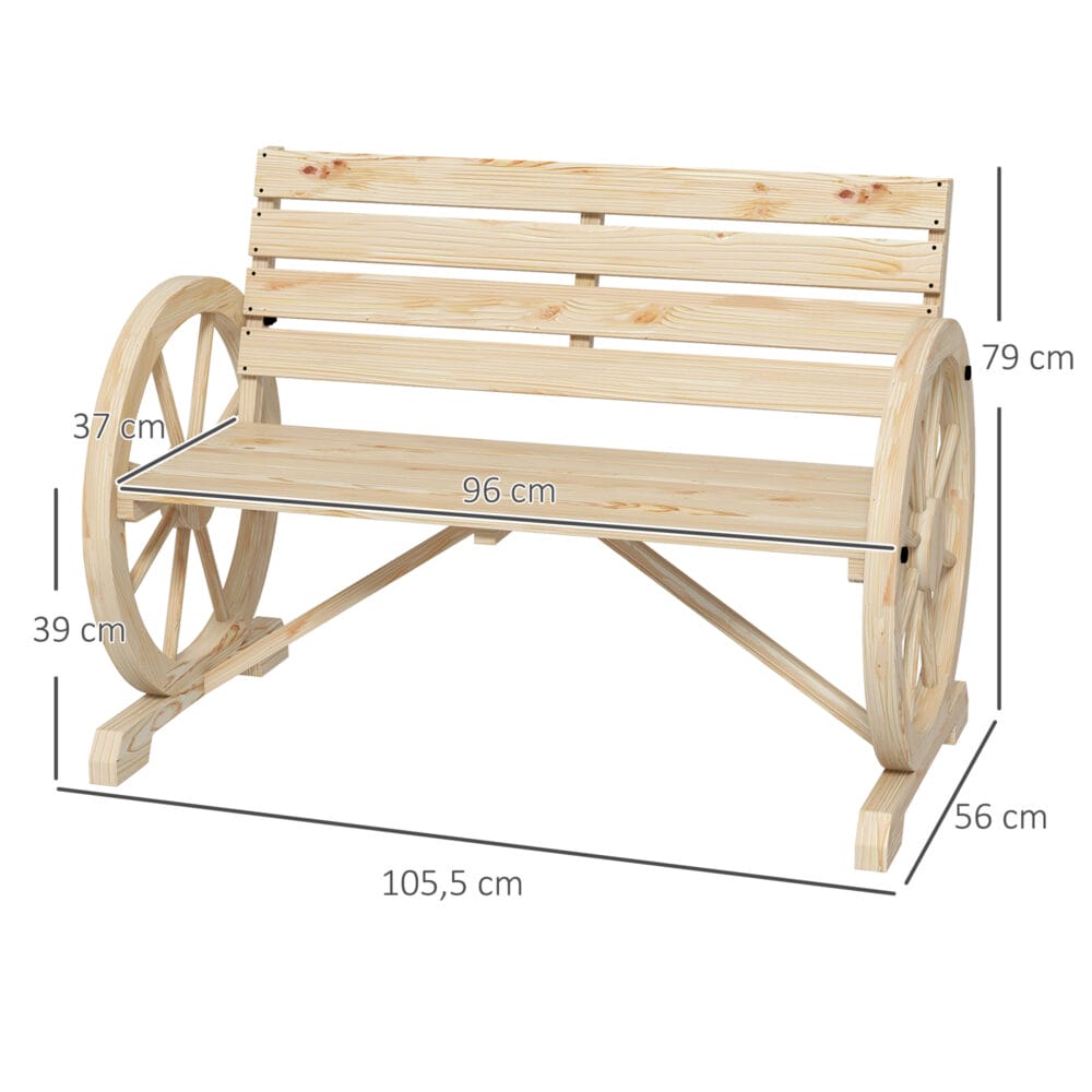 Naturfarbene 2-Sitzer Gartenbank im Landhausstil, belastbar bis 240kg.