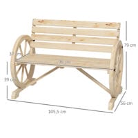 Naturfarbene 2-Sitzer Gartenbank im Landhausstil, belastbar bis 240kg.